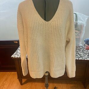 NWT Super Soft Lucky Brand Cream V-Neck Sweater Oversized Fit